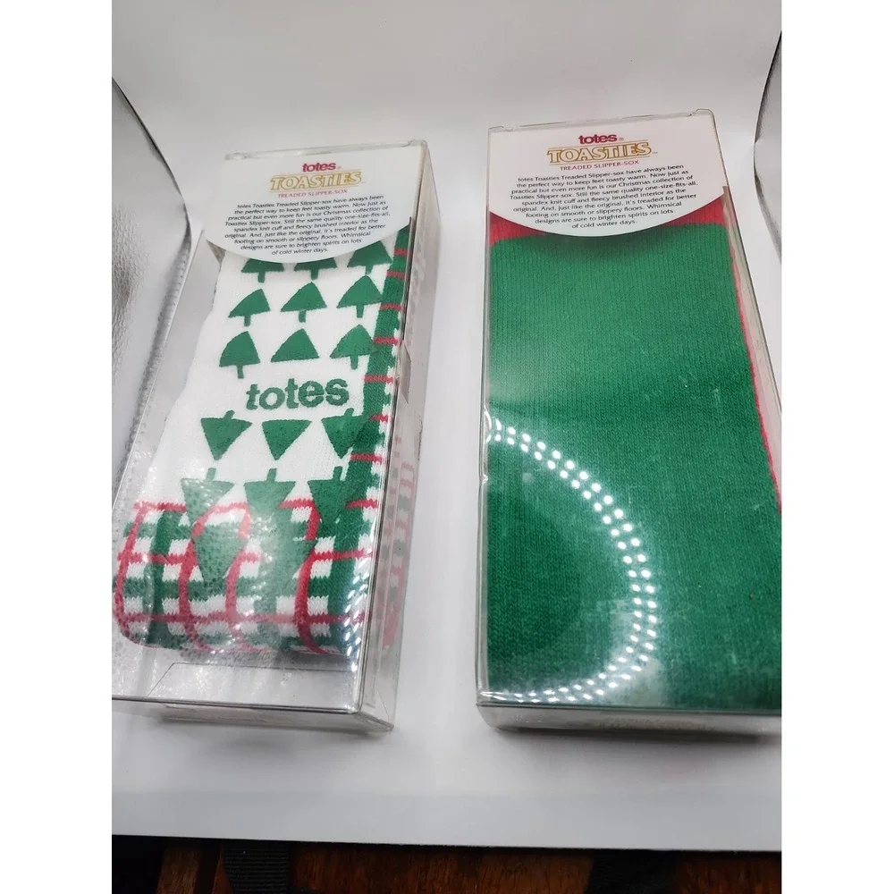 Vintage Totes Toasties 1992 Women Slipper Sox Socks NIB Christmas Theme